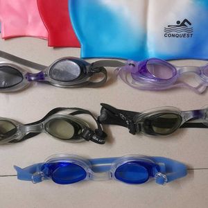 Swimming Cap + Goggles + Nose & Ear Plugs