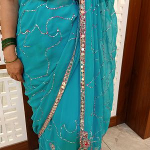 🥻Women Embroidered Partywear Saree🥻