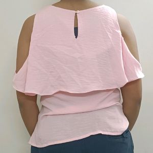 🎉SALE🎉 Pink Top With Stylish Cap like Sleeves