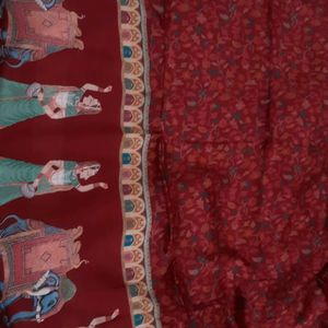 Pure Silk Printed Suit ,pure Chinon Dupatta