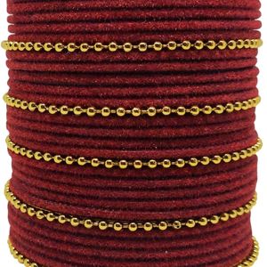 Maroon Metal Fabric Gold Plated Bangles