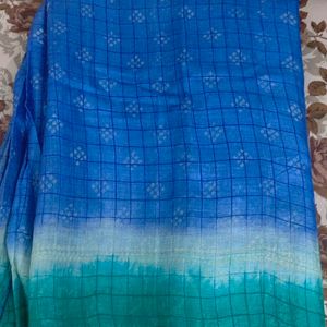 Sea Green With Blue Colour Pallu Cotton Mix Saree