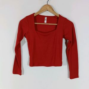 Red Plain Casual Top (Women)