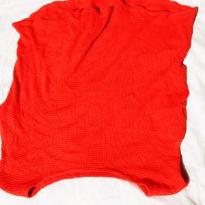 Red Half Sleeves Solid Warm Top For Winter...🟥