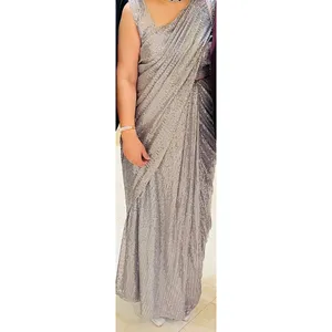 Silver Sequenced Ready To Wear Saree