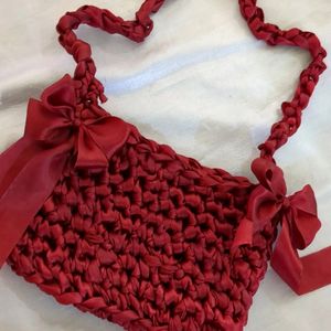 Handmade Ribbon Crochet  Bag Pinterest Inspired