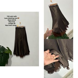 Y2K Skirt With Lace Detailing Hem