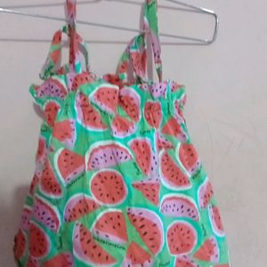 Watermelon Sleevless Kids Frock