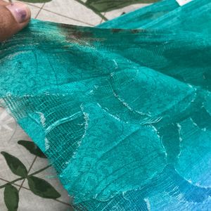 Blue And Green Saree For Grabs