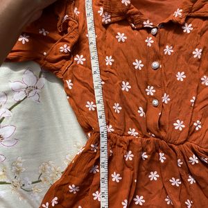 Floral Printed Rust Color Top (women’s)