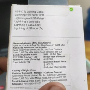 Apple USB-C to Lighting Thunderbolt 3 Charge  Data