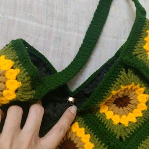 🌻Sunflower Crochet Side Bag