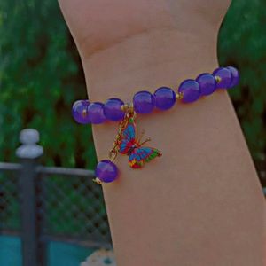 Butterfly Charm Bracelet Purple Colour