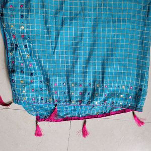 Cotton Light Blue Design Saree