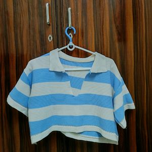 Urbanic Blue-White Crop Top