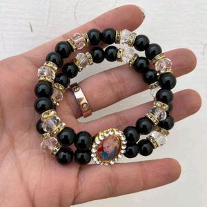 Guru Ji Swaroop Black Pearl Or Crystal Bracelet❤