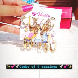 Combo Of 9 Earrings