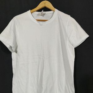 Women White Plain T-shirt | Bust 40| Length 26