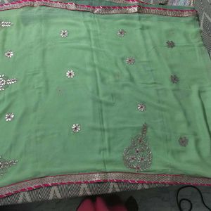 Georgette Handwork Gotapatti Saree, Worn Once