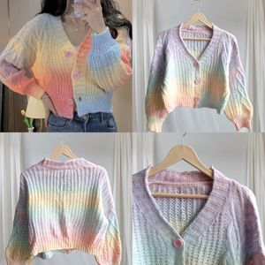 Pastel Rainbow Cropped Sweater