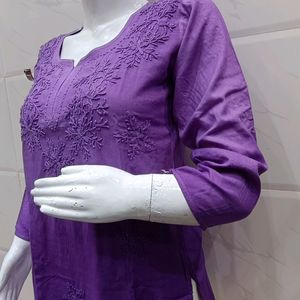 Lakhnavi Hand Embroidery Short Kurti