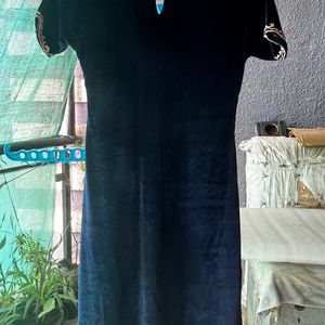 Velvet navy blue Kurta with embroidery detail