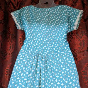 BLUE BIRD PRINT DRESS