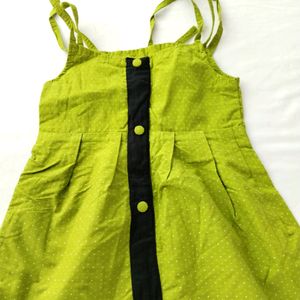 Green Printed Cotton Dress (Girls)