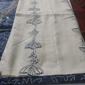 Nevi Blue/ Cream Embroidery  Dress Material