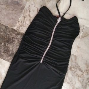 Black fancy off shoulder bodycon top dress