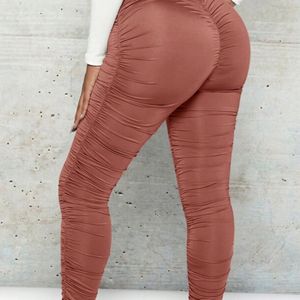 Women Pink Bootcut Ruched Pant