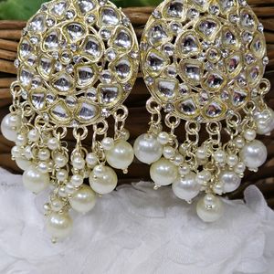 Golden Kundan With Pearls Earrings.Brand New.