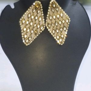 Eyerring square forehead metal kundan Crystal Pear