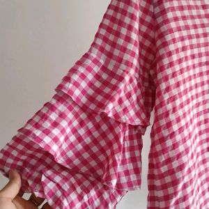 Zara Pink & White Gingham Top