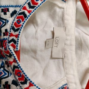 Loft hand-embroidered White Top (Women's)