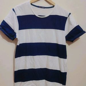 Navy Blue & White T-shirt For Boy & Men 36 Chest