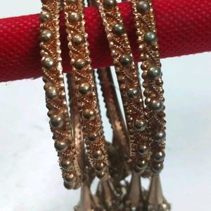 4 Bangles metal moti high voice latkan/Rhinstone