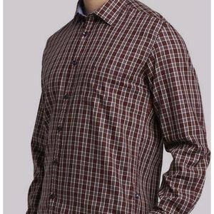 Parx Maroon Checks Shirt (Men)