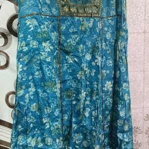 Beautiful Peacock Color A-line Cotton Kurta