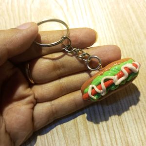 Handmade Hotdog Keychain