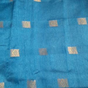 Peacock Blue Grand Saree with Contrast Blouse