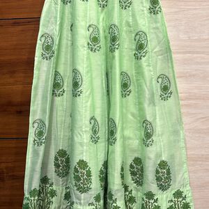 Boutique Flared Green Gown Silk