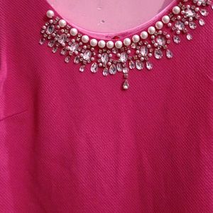 Pink Top With Neck Design