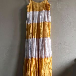 Yellow and white stripes Cotton dress 🎀