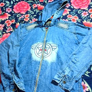 Totally New Denim Hoodie Collar Shirt/Jacket