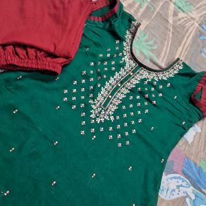 Punjabi  Suit Full Khdai Jri Work 1 Time Use New