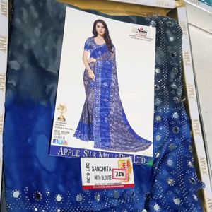 Pure Georgette Sarees With Running Blouse
