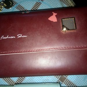 Maroon Mini Clutche And Card Compartment