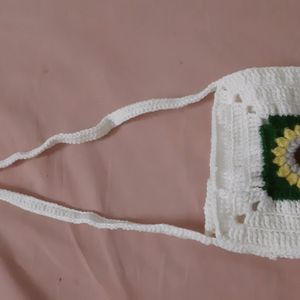 Crochet Sunflower Square Shape Bag