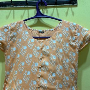 Peach Colour Tie-up Kurta Size M